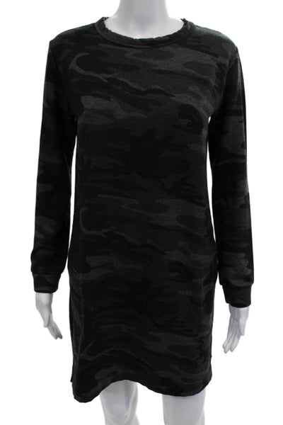 Velvet by Graham & Spencer Women Sweater Dress Black Camo Long Sleeve Size XS