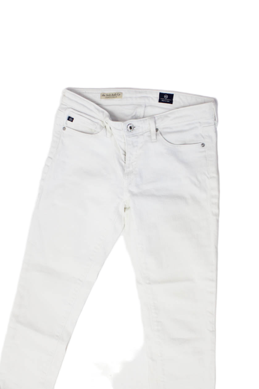 Adriano Goldschmied Women Skinny White Jeans Low Rise Size 25