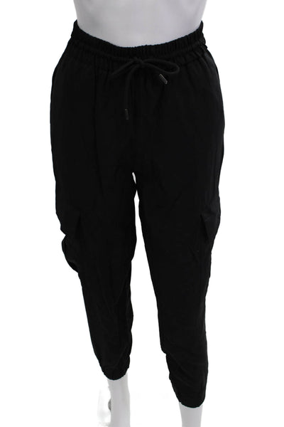 Zara Unisex Black Cargo Jogger Pants Drawstring Polyester Blend Size XS
