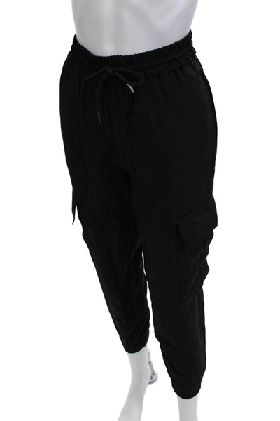 Zara Unisex Black Cargo Jogger Pants Drawstring Polyester Blend Size XS