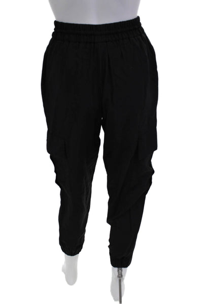 Zara Unisex Black Cargo Jogger Pants Drawstring Polyester Blend Size XS