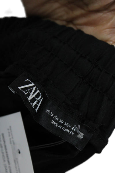 Zara Unisex Black Cargo Jogger Pants Drawstring Polyester Blend Size XS