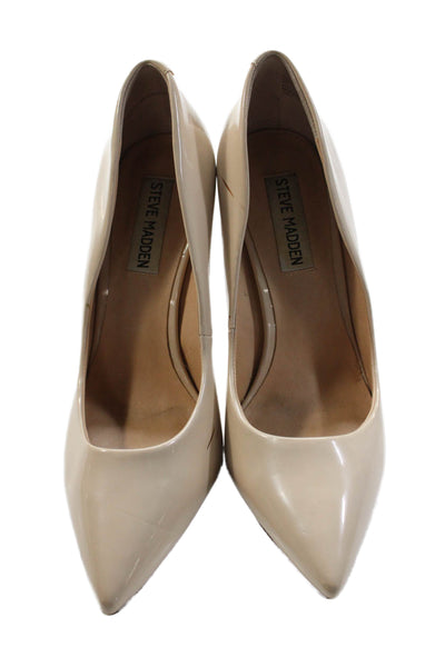 Steve Madden Women's Pointed Toe Slip-On Patent Leather Pumps Beige Size 6