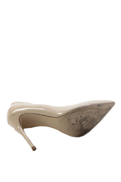 Steve Madden Women's Pointed Toe Slip-On Patent Leather Pumps Beige Size 6