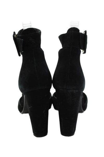 Steve Madden Women's Pointed Toe Suede Heels Ankle Buckle Sandals Black Size 5.5