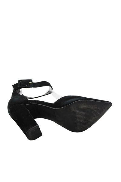 Steve Madden Women's Pointed Toe Suede Heels Ankle Buckle Sandals Black Size 5.5