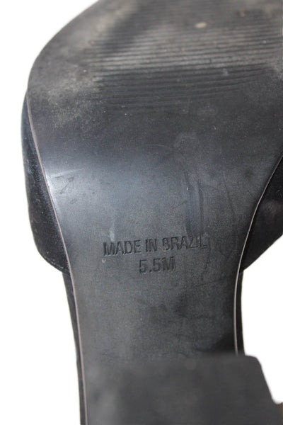 Steve Madden Women's Pointed Toe Suede Heels Ankle Buckle Sandals Black Size 5.5