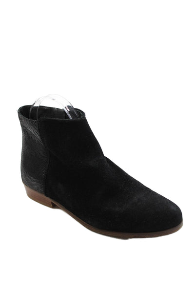 Bobbies Women's Round Toe Suede Zip Side Flat Ankle Boots Black Size 35