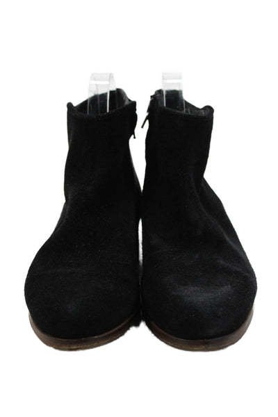 Bobbies Women's Round Toe Suede Zip Side Flat Ankle Boots Black Size 35