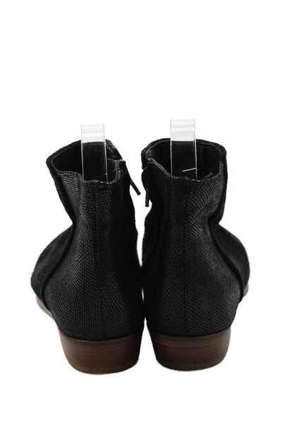 Bobbies Women's Round Toe Suede Zip Side Flat Ankle Boots Black Size 35