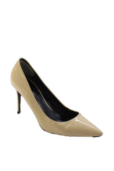 Theory Women's Pointed Toe Patent Leather Pumps Beige Size 36.5