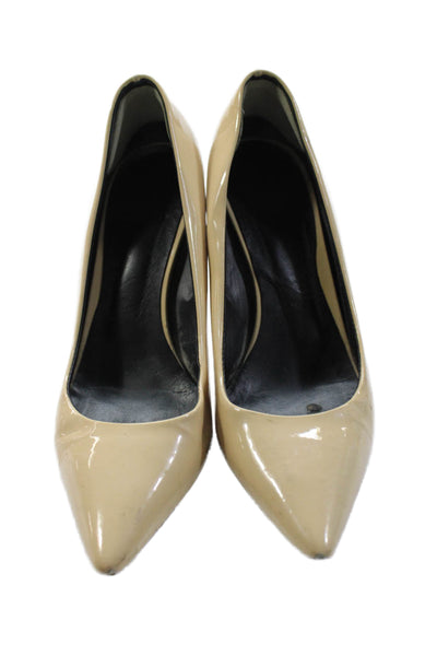 Theory Women's Pointed Toe Patent Leather Pumps Beige Size 36.5