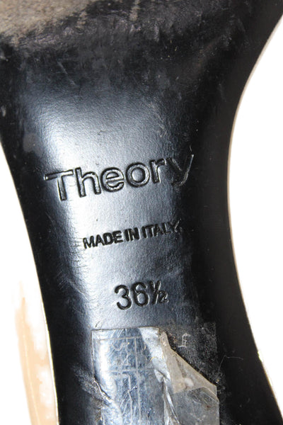 Theory Women's Pointed Toe Patent Leather Pumps Beige Size 36.5