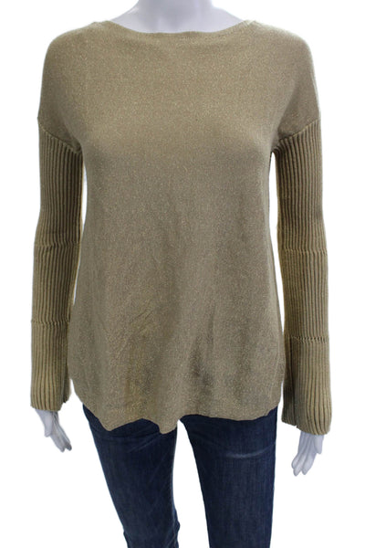 Vince Camuto Women Beige Pullover Sweater Round Neck Long Sleeve Size XS