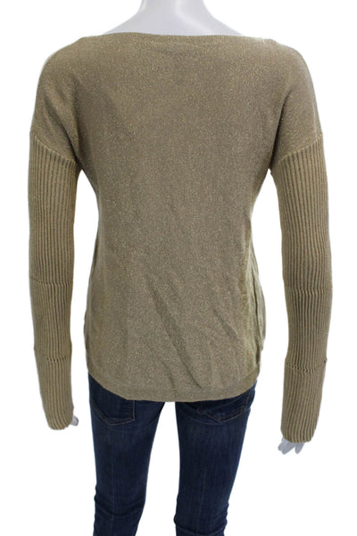 Vince Camuto Women Beige Pullover Sweater Round Neck Long Sleeve Size XS