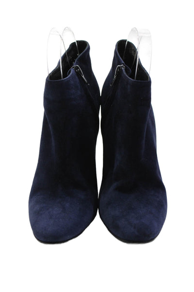 Pierre Hardy Womens Suede Zip Up Wedge Ankle Boots Navy Blue Size 39 9