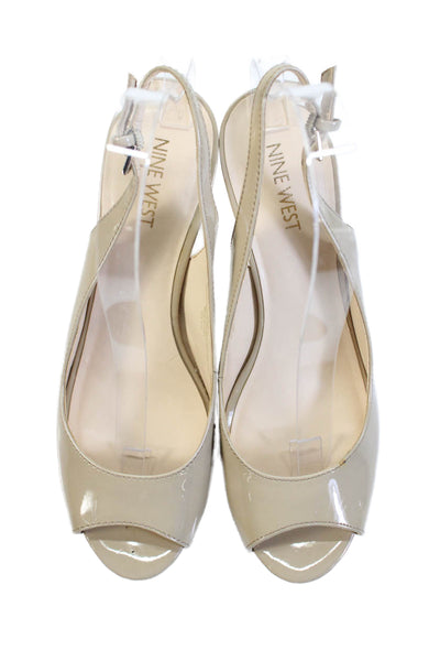 Nine West Womens Platform Open Toe Slingback Stiletto Heels Beige Size 7