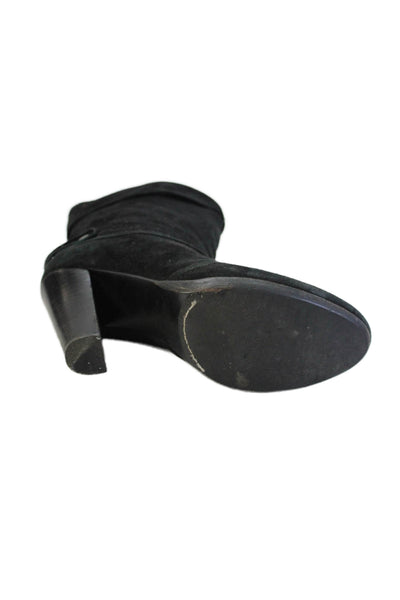 Weekend Max Mara Womens Suede Heeled Mid Calf Boots Solid Black Size EUR 37