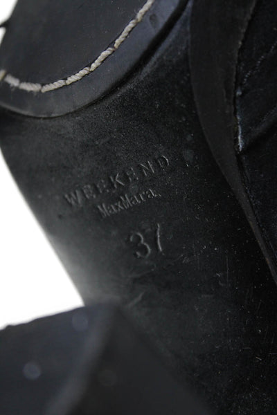 Weekend Max Mara Womens Suede Heeled Mid Calf Boots Solid Black Size EUR 37