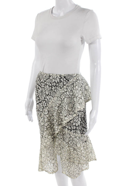Nanette Nanette Lepore Womens Beige Floral A-Line Wrap Skirt Size 4