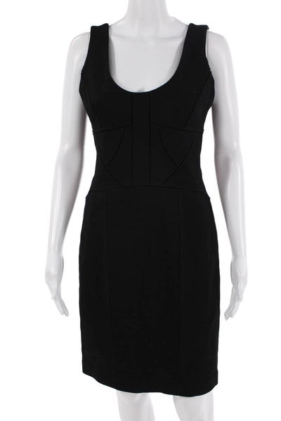 Robert Rodriguez Women Sheath Pencil Dress Black Sleeveless Round Neck Size M
