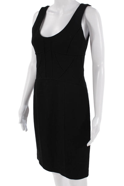Robert Rodriguez Women Sheath Pencil Dress Black Sleeveless Round Neck Size M