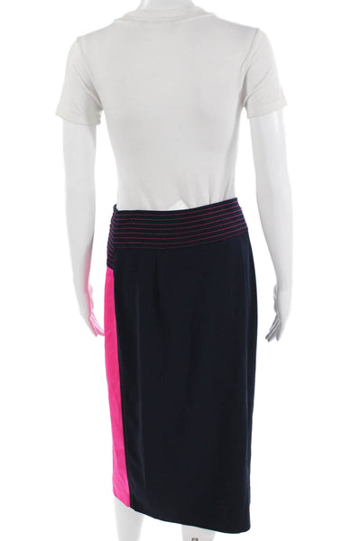 Tanya Taylor Women Straight Pencil Wrap Skirt Dark Blue Size 4