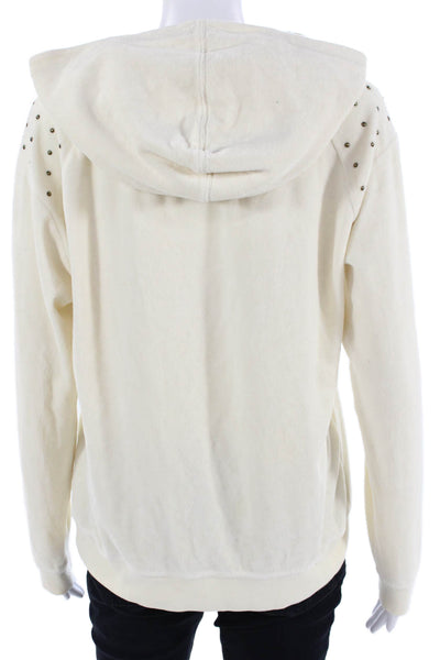 Juicy Couture Women Pullover Hoodie Beige Long Sleeve Cotton Blend Size M