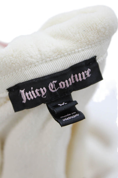 Juicy Couture Women Pullover Hoodie Beige Long Sleeve Cotton Blend Size M