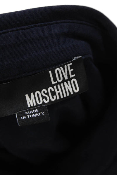 Love Moschino Women Dark Blue Cotton Collared Short Sleeve Polo Size 10