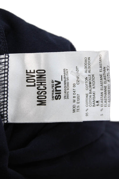 Love Moschino Women Dark Blue Cotton Collared Short Sleeve Polo Size 10