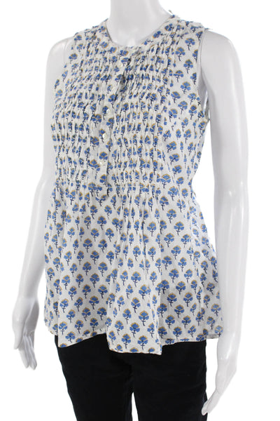 Roller Rabbit, Women, Tunic Sleeveless Blue Floral Round Neck Cotton Size XS