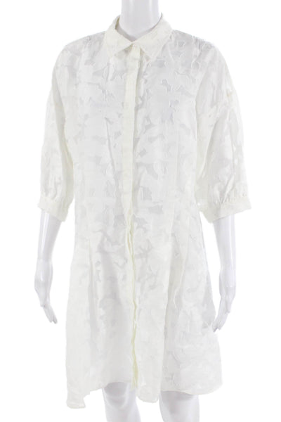 Club Monaco Womens Shirt Dress White Collared Button 3/4 Sleeve Size 12