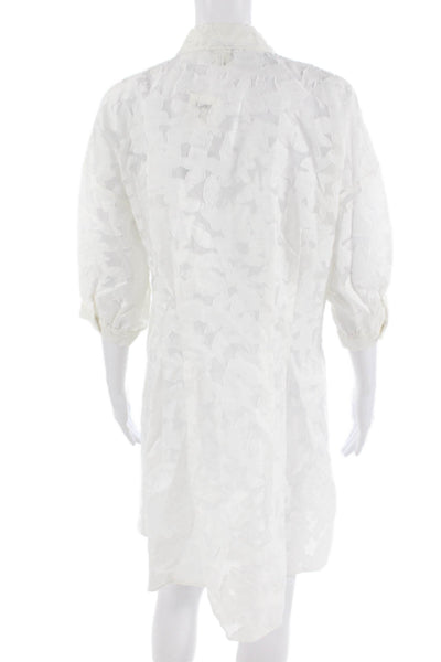 Club Monaco Womens Shirt Dress White Collared Button 3/4 Sleeve Size 12
