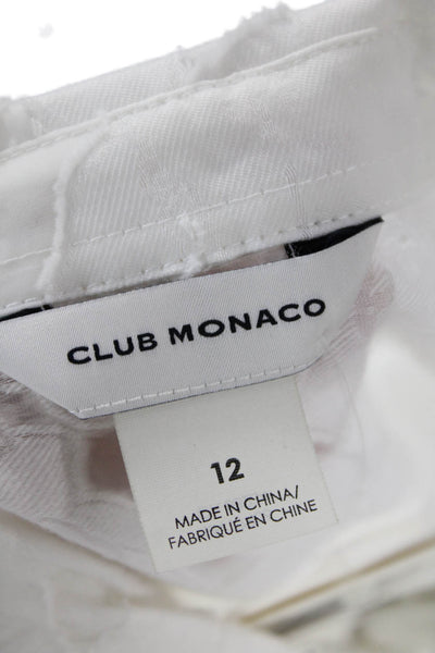Club Monaco Womens Shirt Dress White Collared Button 3/4 Sleeve Size 12