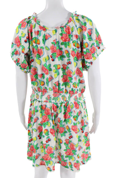Roller Rabbit Women Green Floral Kaftan Sundress Cotton Round Neck Size L