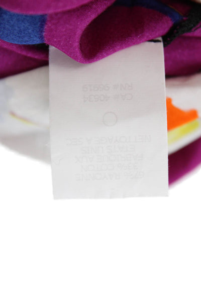 Marc Jacobs Women Purple Slip Dress V-Neck Floral Mid-Calf Size 2