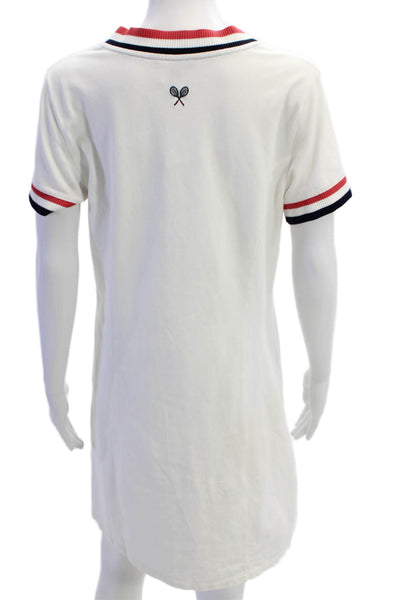 Brooks Brothers Women Striped V-Neck Shift Dress White Size M