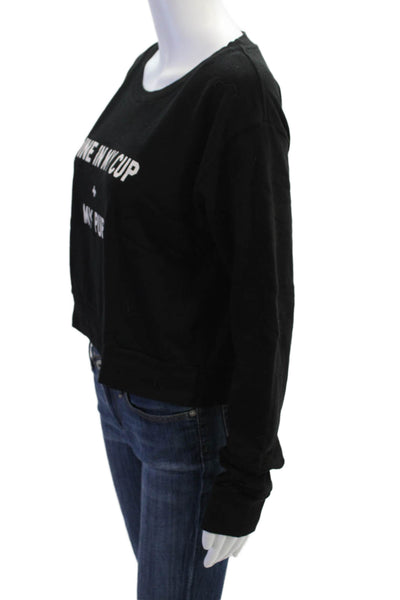 Wildfox Womens Black Dog Graphic Pullover Sweatshirt 100% Cotton Size L