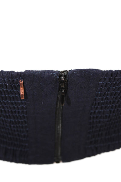 Misa Womens Cropped Sleeveless Bohemian Dark Blue Linen Blend Top Size S