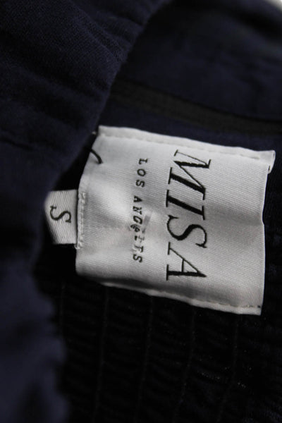 Misa Womens Cropped Sleeveless Bohemian Dark Blue Linen Blend Top Size S