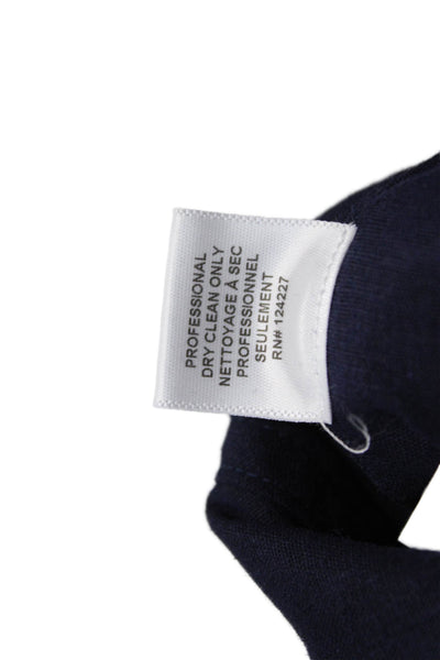 Misa Womens Cropped Sleeveless Bohemian Dark Blue Linen Blend Top Size S