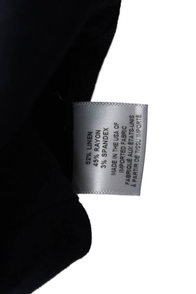 Misa Womens Cropped Sleeveless Bohemian Dark Blue Linen Blend Top Size S