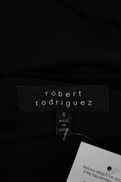 Robert Rodriguez Black Label Women, Black Silk V-Neck Long Sleeve Blouse Size 6