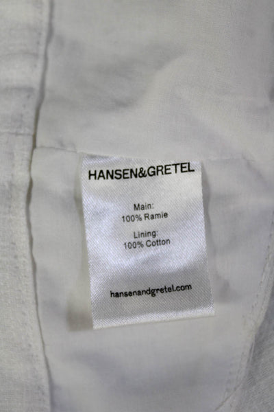 Hansen & Gretel Womens Cropped Tank White Ramie Square Neck Size L