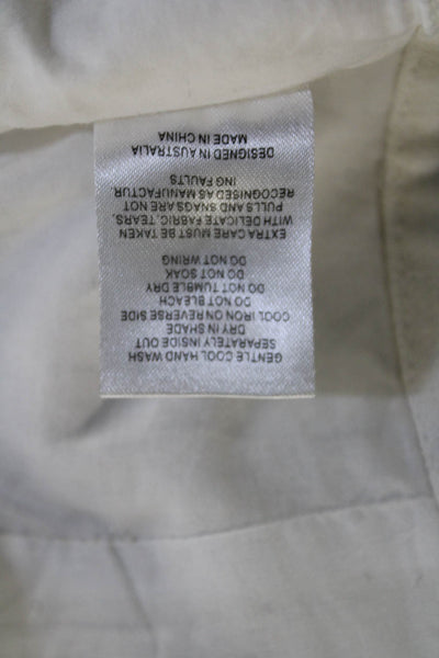Hansen & Gretel Womens Cropped Tank White Ramie Square Neck Size L