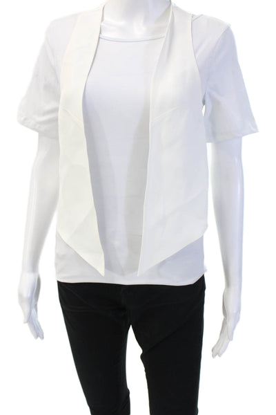 Adriana Iglesias Women Sleeveless Viscose White Solid Vest Size XS