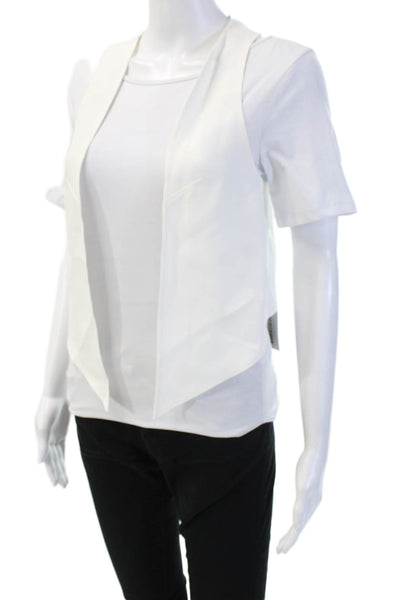 Adriana Iglesias Women Sleeveless Viscose White Solid Vest Size XS