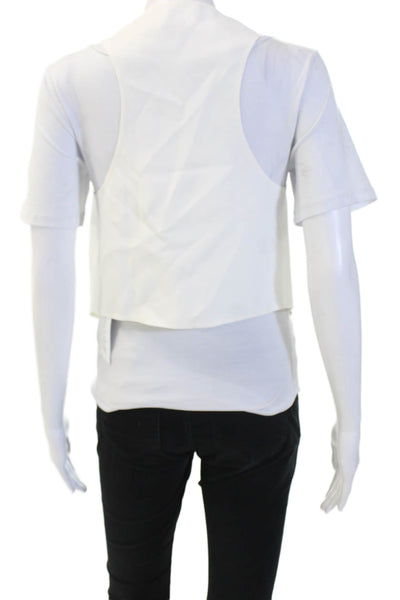 Adriana Iglesias Women Sleeveless Viscose White Solid Vest Size XS