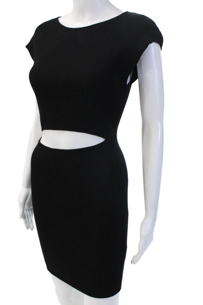 Wilfred Women Bodycon Mini Dress Black Short Sleeve Round Neck Size M